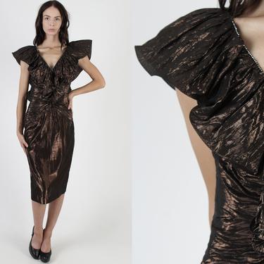 Vintage 80s Copper Metallic Dress Avant Garde Holiday | American Archive -  San Diego, CA | ATTIC