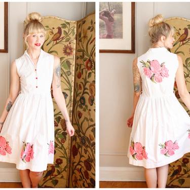 1950s Dress // Aldens Rose Polka Dot Dress // vintage 50s dress 