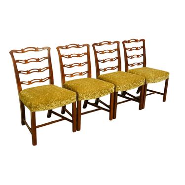 Set of 4 DREXEL HERITAGE Duncan Phyfe Solid Cherry Ladder Back Dining Side Chairs 
