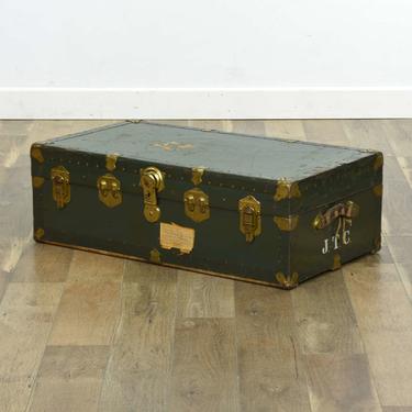 Excelsior Antique Green Metal Footlocker Trunk