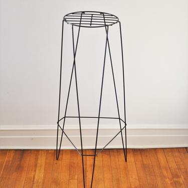 Vintage Mid-Century Modern Black Wire Hairpin Leg Plant Stand - 41.5&amp;quot; Tall, 3 Available 