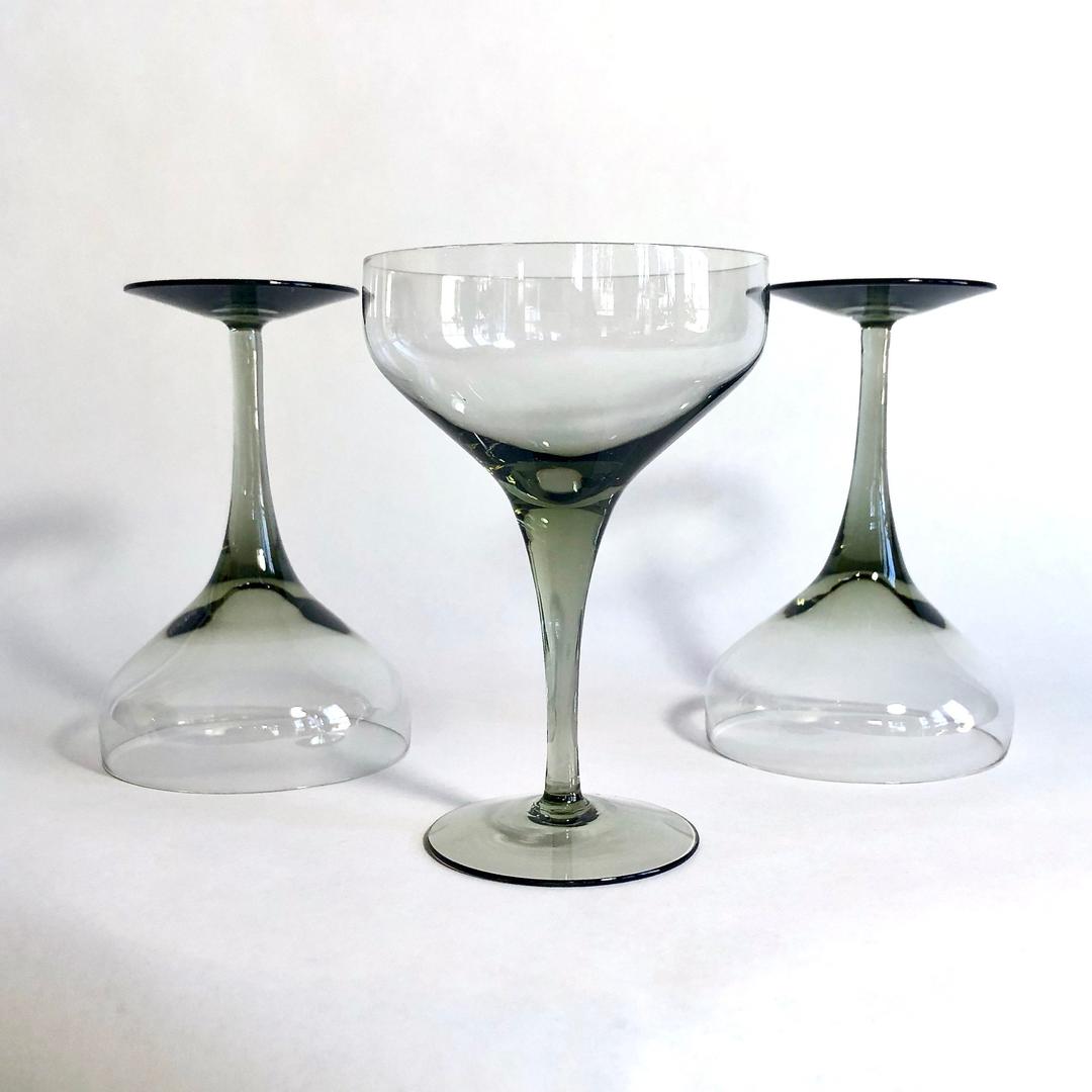 Vintage Smoke Gray Crystal Stemware, Tiffin Style high quality