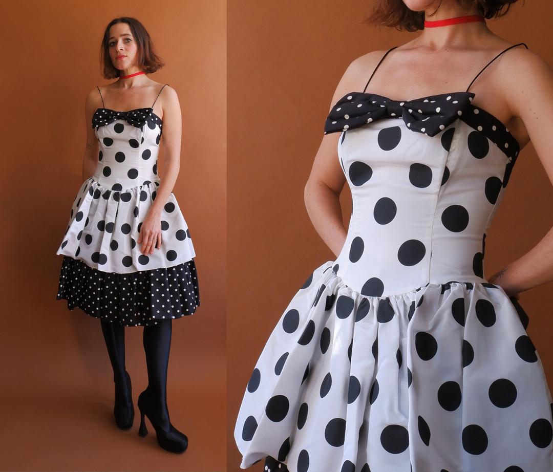 1980s polka dot dress best sale