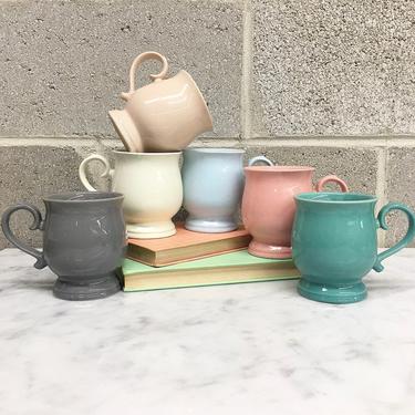 Vintage Mug Set Retro 1980s Ceramic + Pottery + Handmade + Various Pastel Colors + Set of 6 + Drinkware + Home and Kitchen Decor 