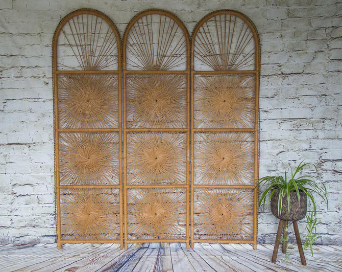 Shipping Not Free Vintage Wicker Sunburst Room Divider Sunburst Screen Headboard Wall Art By Worldofwicker From World Of Wicker Of Chicago Il Attic