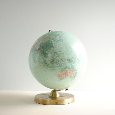 Vintage World Globe, Replogle Better Homes and Gardens 12&quot; True-To-Life Globe on Gold Metal Stand, 1960s World Globe 