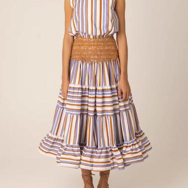 Cremona Dress - Violet/Brown Stripe