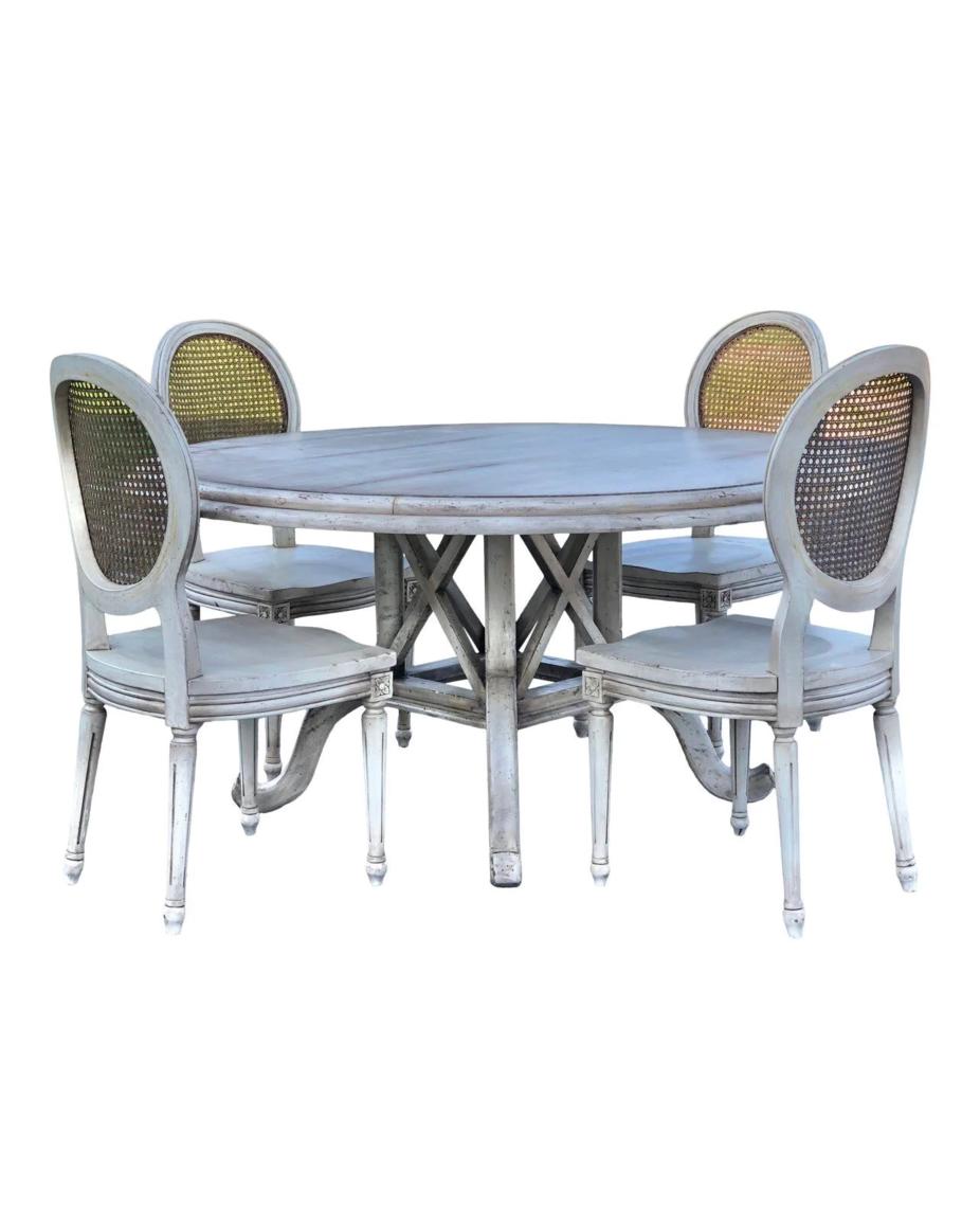 Shabby Chic Round Dining Table with Four Chairs 2nd Story Trading Co