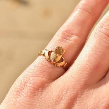 Vintage Gold Plated Claddagh Ring, Love Loyalty &amp; Friendship, Symbolic Ring, Irish Claddagh, Size 6 1/2 US 