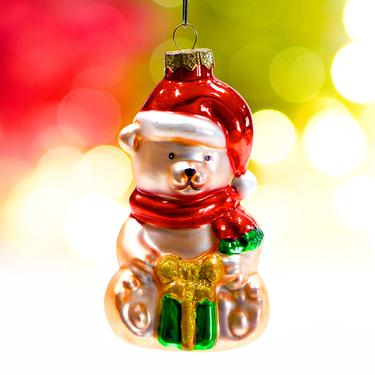 VINTAGE: Bear Glass Ornament - Blown Figural Glass Ornament - Hand Painted Ornament - Mercury Ornament - SKU 30-403-00014041 