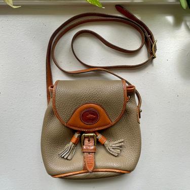 Dooney & Bourke AWL navy and tan equestrian tack crossbody bag - over and  under - 1980s vintage