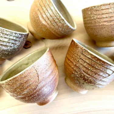 Vintage Hand Thrown Japanese Yunomi Tea Cups - Set of 8 