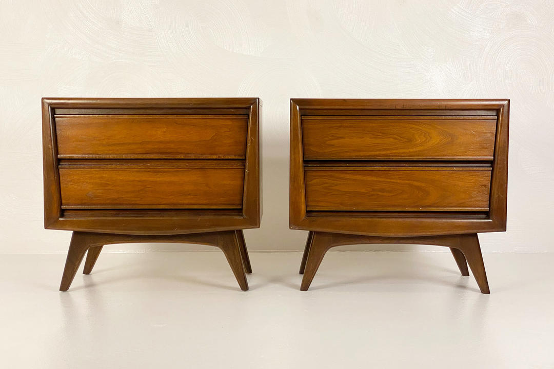 Pair of Walnut Nightstands by United Furniture Company, Circa 1960s