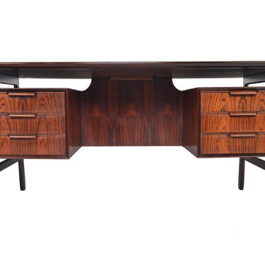 Danish Mid Century Modern Gunni Omann Model 75 Rosewood Executive Desk 