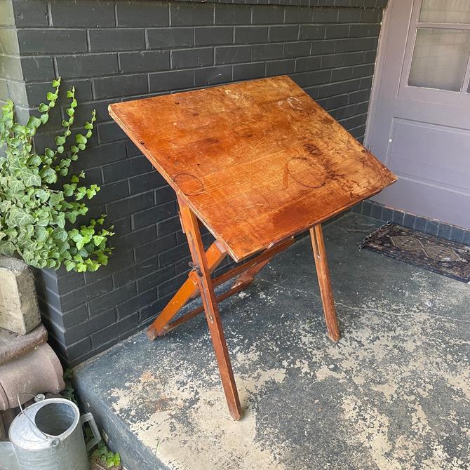 Vintage Wooden Drafters Drafting Table Desk Small 