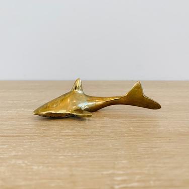 Vintage Mid Century Modern Brass Baby Shark Sculpture 