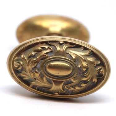 1900s Corbin French Renaissance Bronze Marseilles Oval Door Knobs