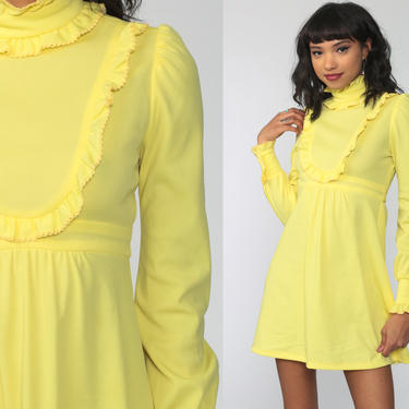 knee length dresses for ladies Long Sleeved Mustard Yellow Dress  Pink Hearts