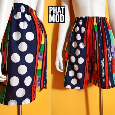 Adorable Vintage 80s 90s Colorful Graphic Polka Dot Shorts 