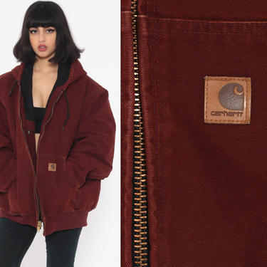 Red carhartt jacket with hood hotsell