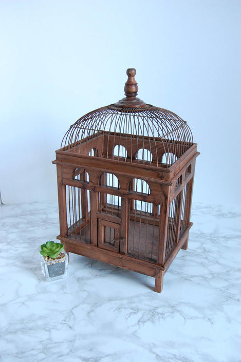 Wooden Bird Cage Decor