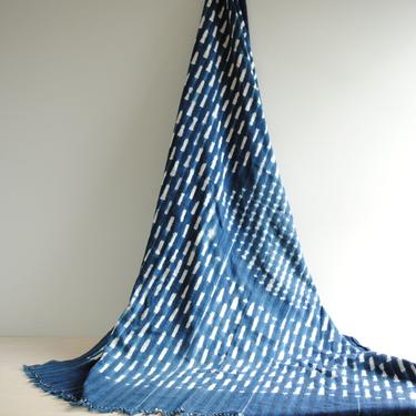 Vintage African Indigo Textile, Indigo Throw Blanket, Indigo Fabric, Blue and White Indigo, 66&amp;quot; x 46&amp;quot; Indigo Textile 