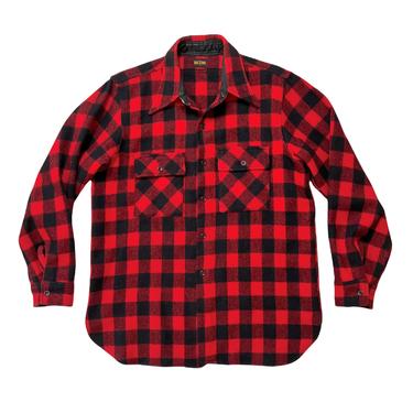 Vintage 1940s/1950s BIG YANK Wool Flannel Shirt ~ M ~ Buffalo Plaid ~ Gussets ~ Work Wear / Hunting 