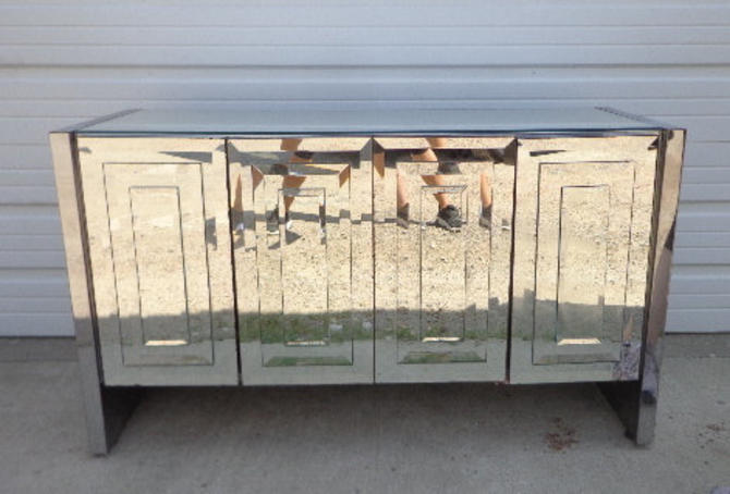 Ello Mirrored Console Mirror Cabinet Credenza Sideboard Vintage