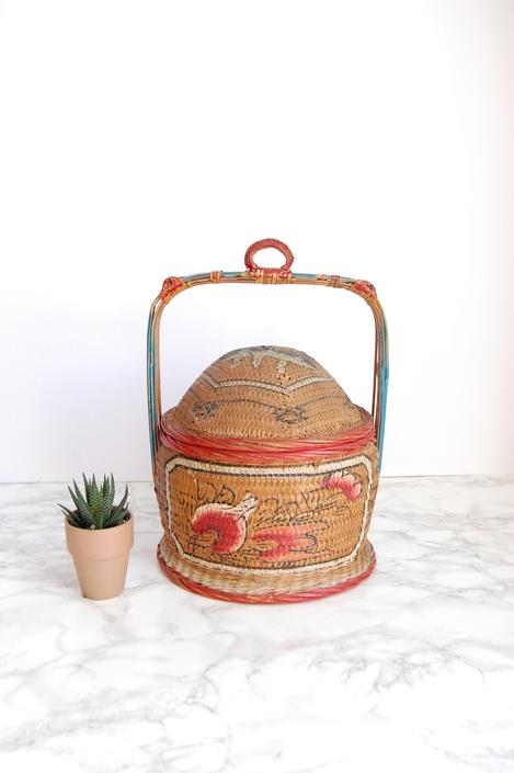 Vintage Woven Lidded Basket Box Boho Asian Fishing Creel By Pursuingvintage1 From Pursuing Vintage Of Arlington Va Attic