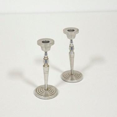 Pair of industrial machine age candlesticks 