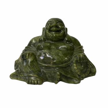Oriental Green Stone Carved Happy Laughing Buddha Statue Figure ws1753E 