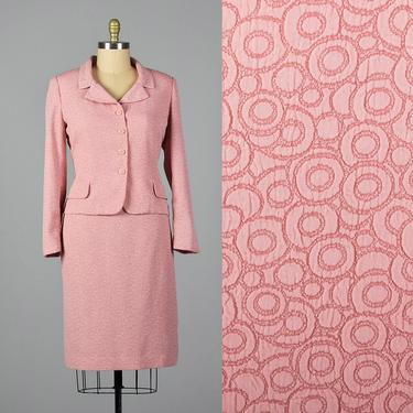 2XL Giorgio Sant'Angelo Pink Skirt Suit Matching Set Two Piece Set Long Sleeve Jacket Pencil Skirt Spring Vintage 
