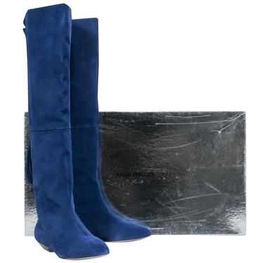 Kelsi Dagger - Blue Suede Over-the-Knee &quot;Rosaleen&quot; Boots w/ Tassels Sz 10