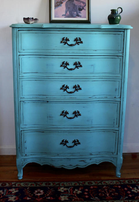 Sold Shabby Chic Dresser French Provincial Turquoise Dresser