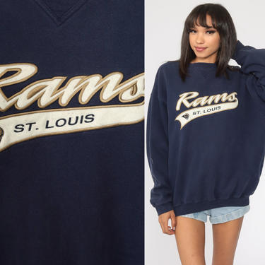 St Louis Rams Sweatshirt Missouri 90s Sweatshirt NFL Football Jumper Sportswear 1990s Blue Large 