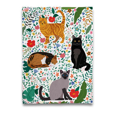 Garden of Kitty Cats Tea Towel
