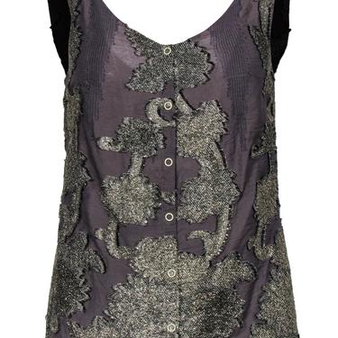 Vena Cava - Taupe &amp; Gold Embroidered Cotton Blend Tank Sz 4