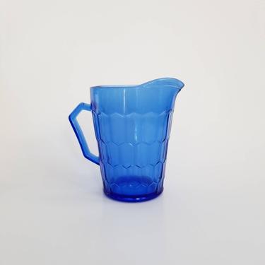 Cobalt Blue Glass Creamer / Vintage Blue Depression Glass / Colored Glassware Mini Pitcher / Collectible Home Decor / Retro Christmas Decor 