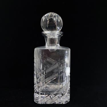 Antique Geometric Pattern Cut Glass Decanter with Ball Stopper 