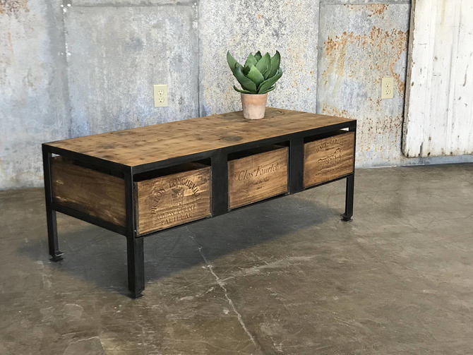 New For Wine Lovers French Wine Crate Coffee Table With 100 Yr Old Barn Wood Top By Foundinattic From The Crate People Of Anaheim Ca Attic