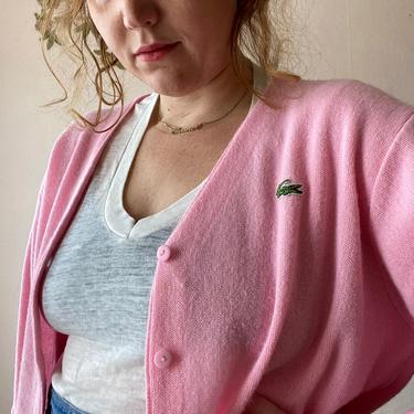 70s 80s Pink Lacoste Cardigan Sweater Size L / XL | No