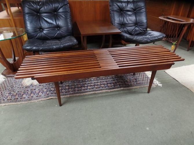 Mid Century Modern Expanding Slat Bench Coffee Table