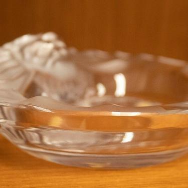 Lalique Crystal Tete de Lion Glass Crystal Dish Ashtray Table Sculpture 