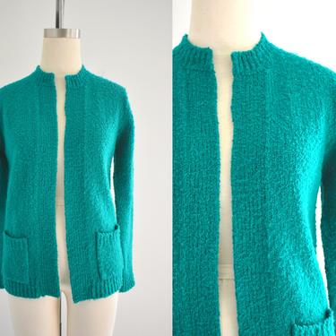 1980s Emerald Green Boucle Cardigan 