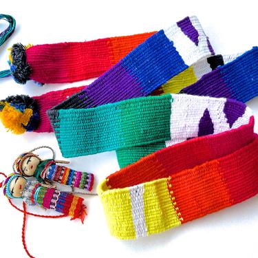 Deadstock VINTAGE: 1980's - Native Guatemala Handwoven Faja - Big Jaguar Belt - 100% Cotton Belt - Handmade - SKU 1-G4-00009057 