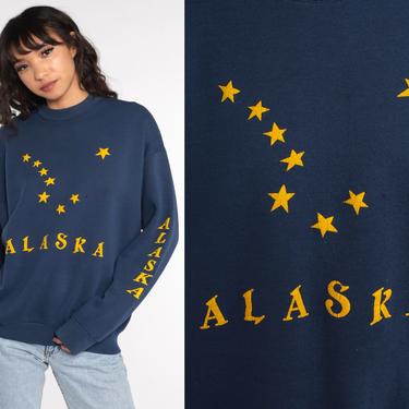 Alaska Sweatshirt 80s Sweatshirt Northern Star Sweatshirt Big Dipper Constellation 1980s Retro Top Vintage Navy Blue Fruit of the loom Large 
