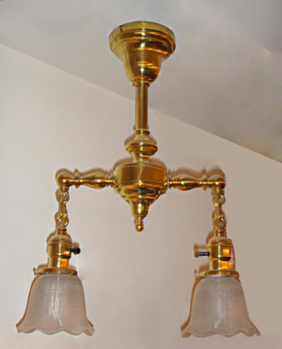 Brass Two Light Fixture From Brass Knob Of Washington Dc Attic 4155