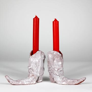 Cowboy Hot Legs Candlesticks by Laura Welker, Gray