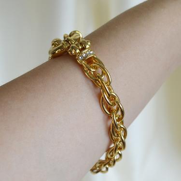gold stacking specialty chain link bracelet, gold cz stone chain link bracelet, gold bracelet, gold wide bracelet, gold chunky bracelet 
