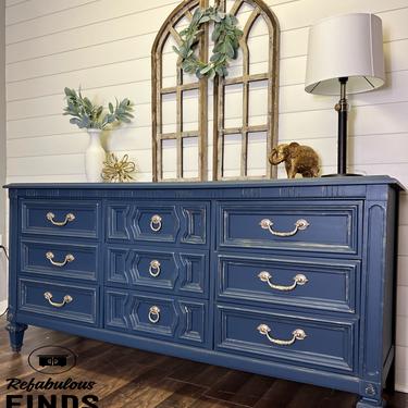 Stunning Navy Blue Drexel Dresser or Buffet 
